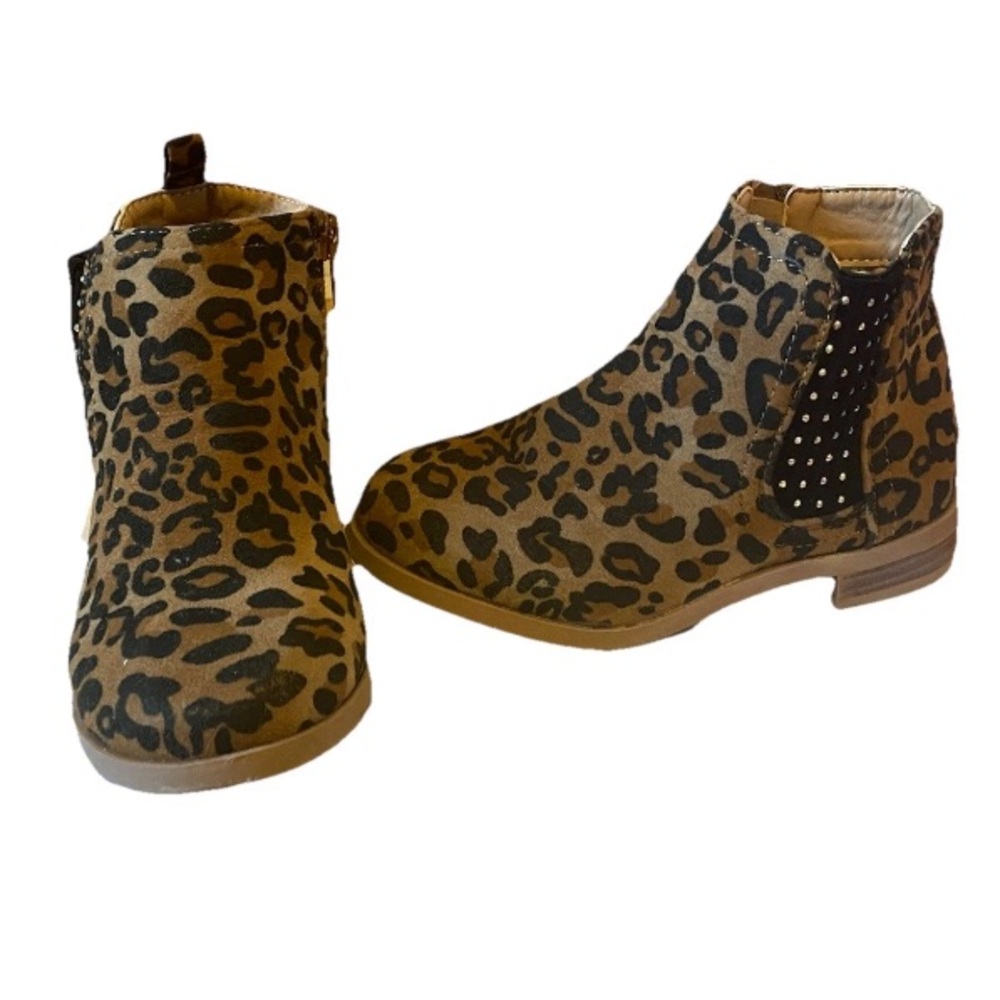 CRB Girls Size 10M Brown Samina Leopard Print Booties